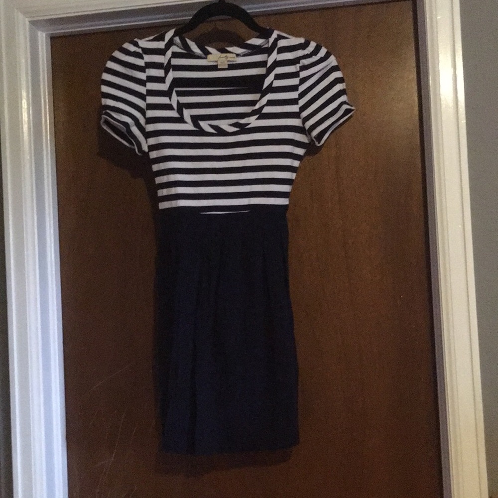 Navy and white dress, SP
